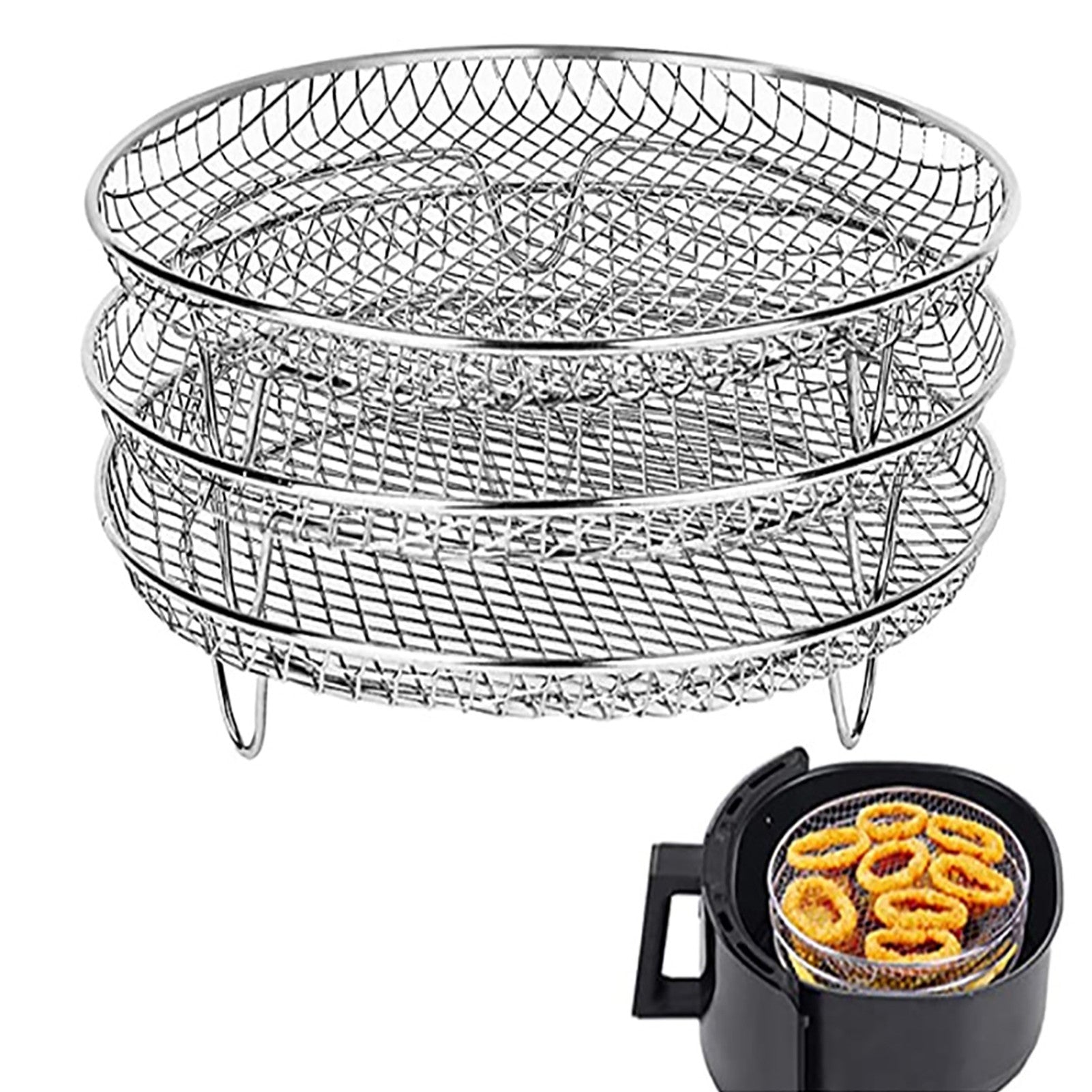 Air Fryer Rack, 3 Stackable Dehydrator Racks Stainless Steel Air