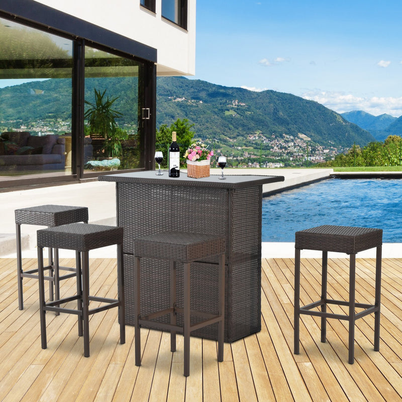 Ship to Canada Only! 5pcs Rattan Bar Set