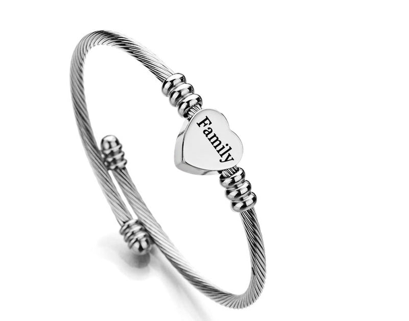 Awesome Gift!  "Family" Stainless Steel Charm Bangle