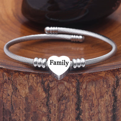 Awesome Gift!  "Family" Stainless Steel Charm Bangle