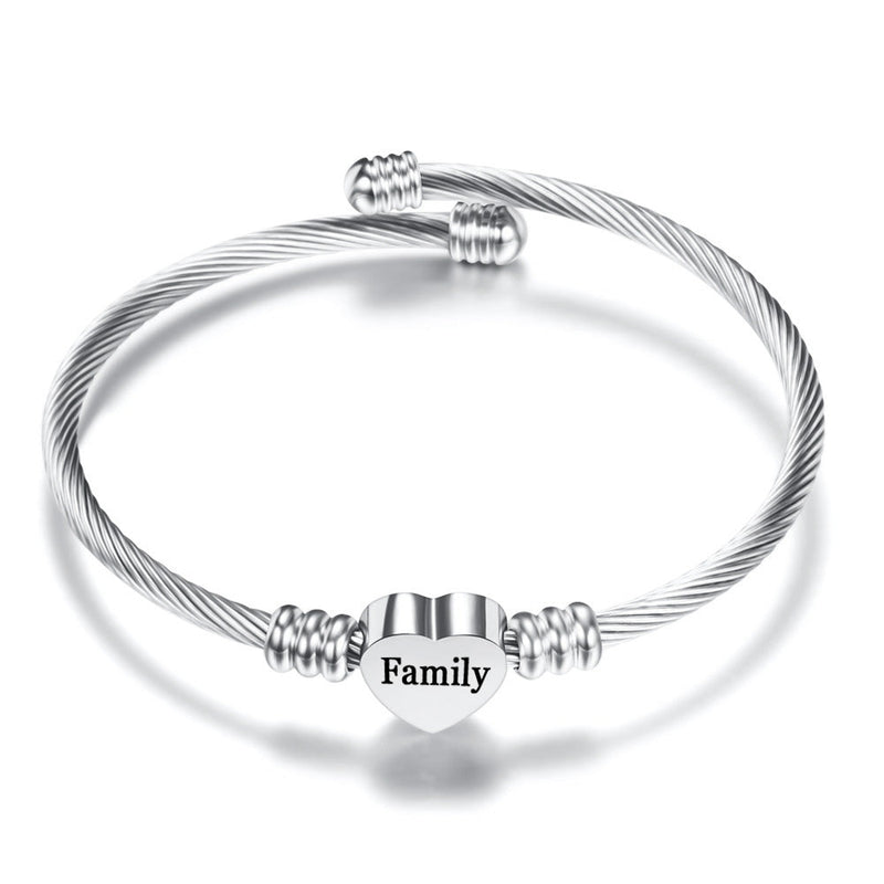 Awesome Gift!  "Family" Stainless Steel Charm Bangle