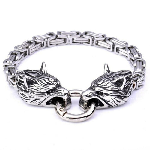 Wolf, snake, or Skull Double Head Bracelet