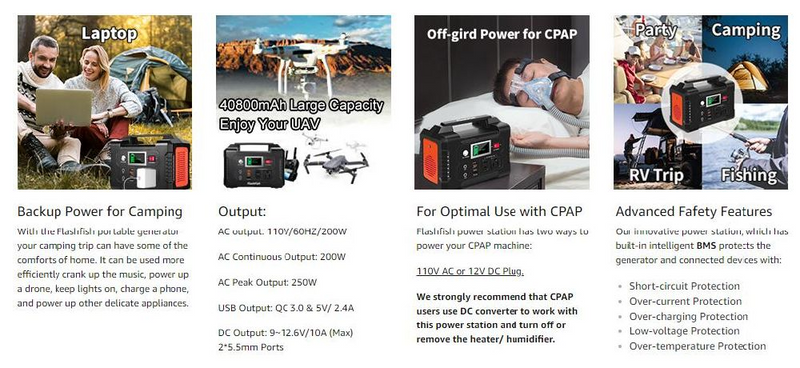 Generator & Portable Energy Power w/200W & 40,800mAh