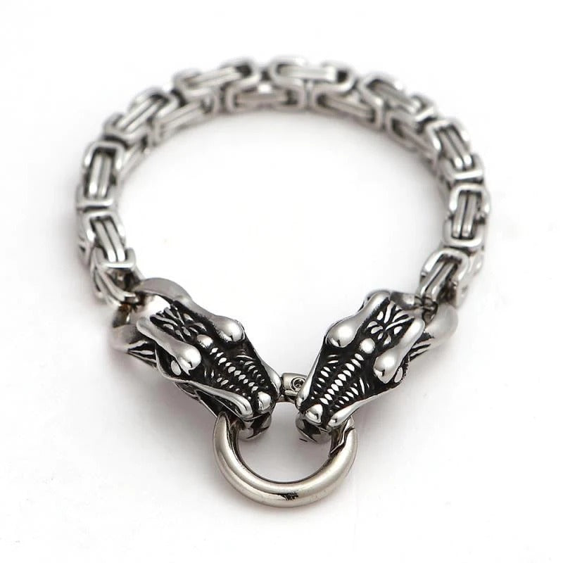 Wolf, snake, or Skull Double Head Bracelet