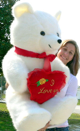 Ship To USA only! Giant "I Love You" White Teddy Bear