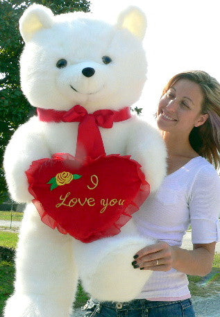 Ship To USA only! Giant "I Love You" White Teddy Bear