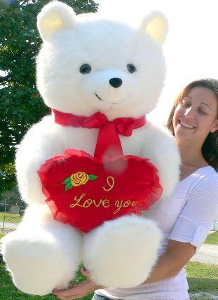 Ship To USA only! Giant "I Love You" White Teddy Bear