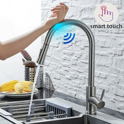 Kitchen Faucet w/Pull-Out Brushed Nickle Stainless Steel w/Smart Sensor
