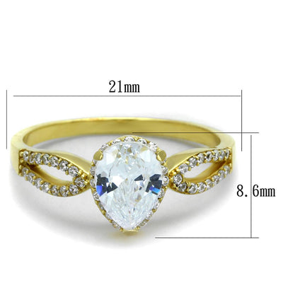 Sterling Silver w/Gold Finish Ring AAA Grade CZ Clear