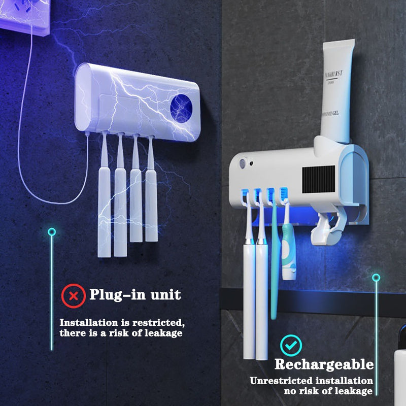 Automatic Toothbrush UV Holder w/Toothpaste Dispenser