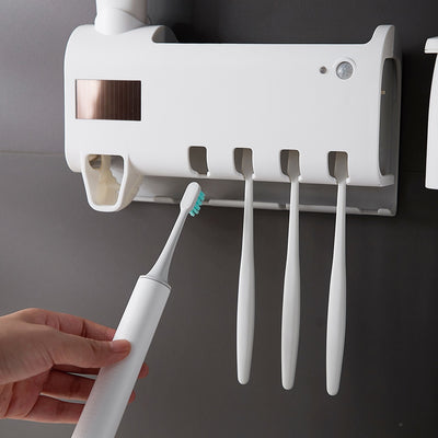 Automatic Toothbrush UV Holder w/Toothpaste Dispenser