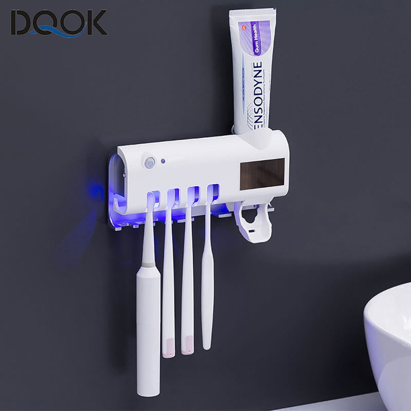 Automatic Toothbrush UV Holder w/Toothpaste Dispenser