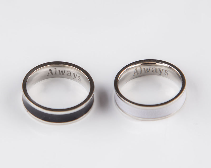 Black & White Personalized Couple Stainless Steel Rings