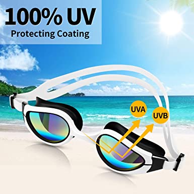 Swim Goggles, No Leak Anti Fog UV Protection