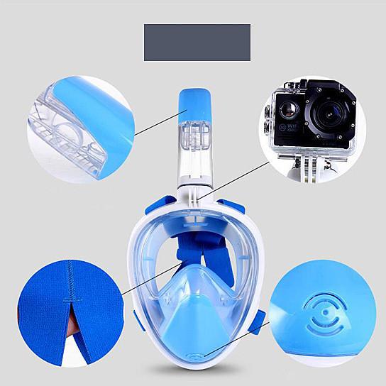 Ship To USA ONLY! Full Face Snorkel Mask with "Optional" HD 1080P Action Sports Camera