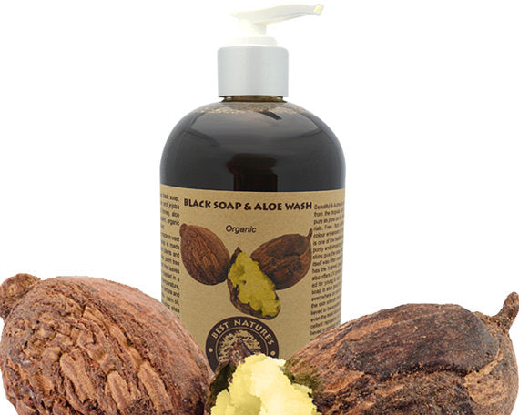 Sensitive Skin? Get an Organic Black Soap & Aloe Wash (8oz/240ml)